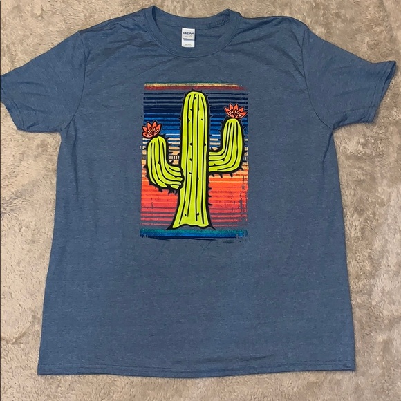 Gildan Tops - Gildan Blue Western Cactus Shirt Size XL